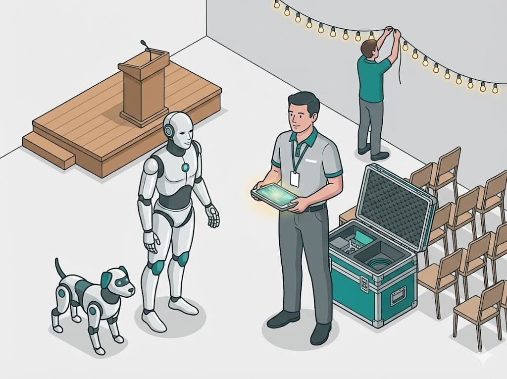 Operator with robot at real event